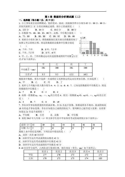 鲁教版6年级下册数学第6章 数据的分析测试题(二)