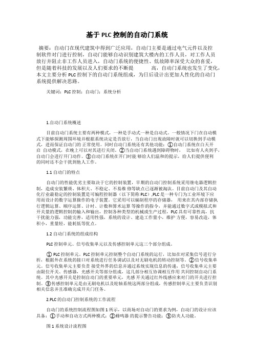 基于 PLC 控制的自动门系统