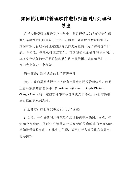 如何使用照片管理软件进行批量图片处理和导出