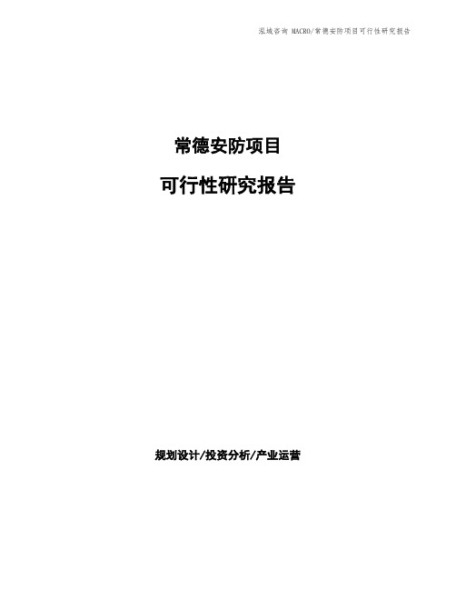 常德安防项目可行性研究报告