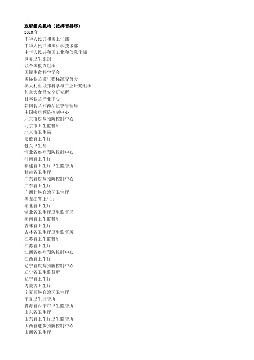 政府相关机构(按拼音排序)
