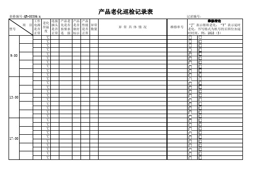 老化房巡检表