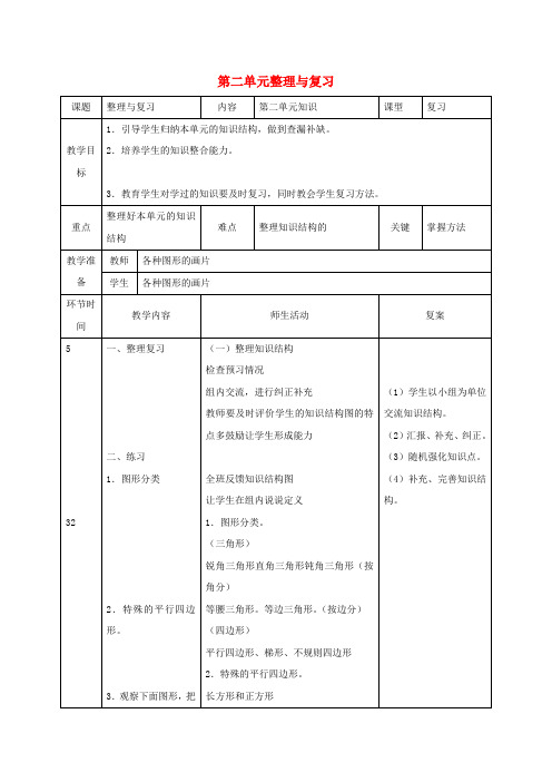 四年级数学下册 第二单元整理与复习教案 北师大版