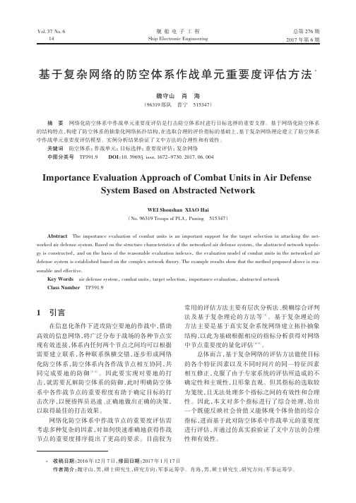 基于复杂网络的防空体系作战单元重要度评估方法