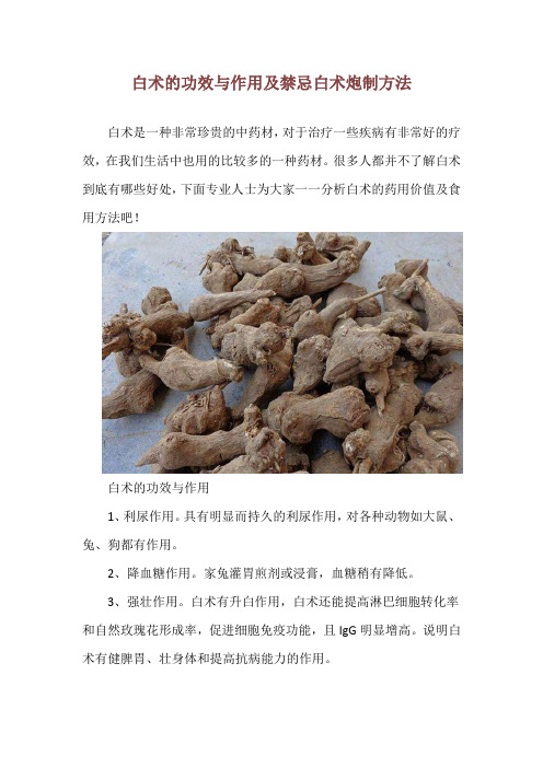 白术的功效与作用及禁忌 白术炮制方法