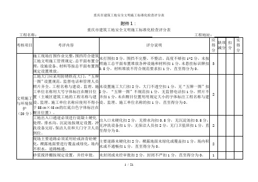 重庆市建筑工地安全文明施工标准化检查评分表