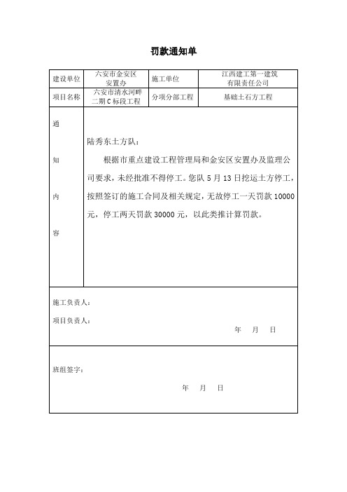 罚款通知单1