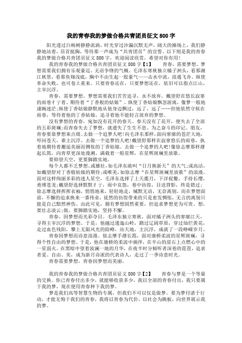 我的青春我的梦做合格共青团员征文800字