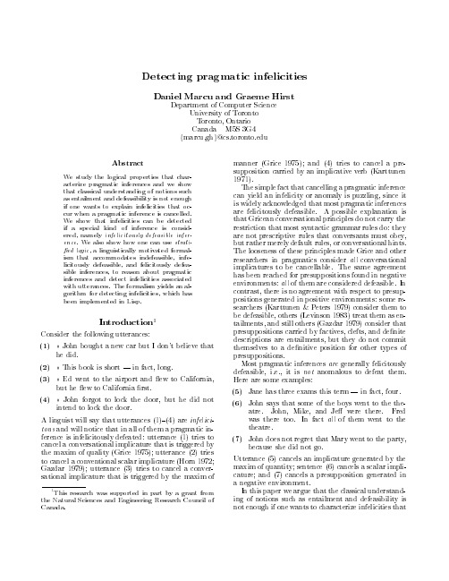 Detecting pragmatic infelicities