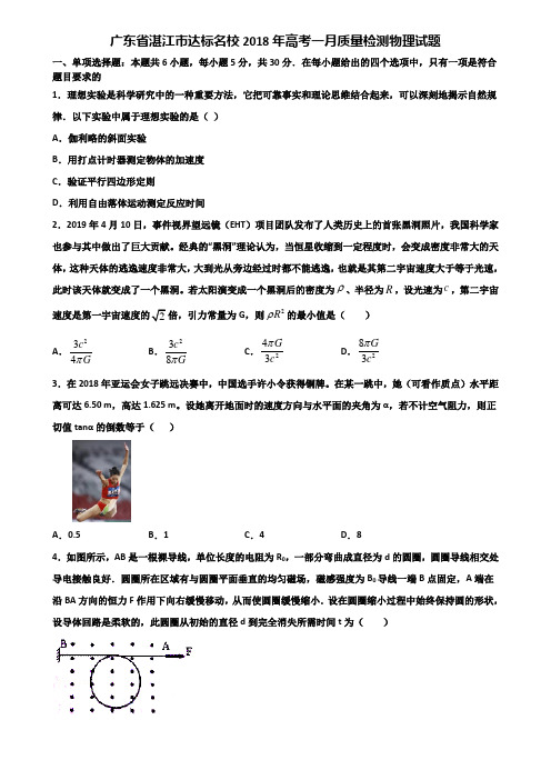 广东省湛江市达标名校2018年高考一月质量检测物理试题含解析