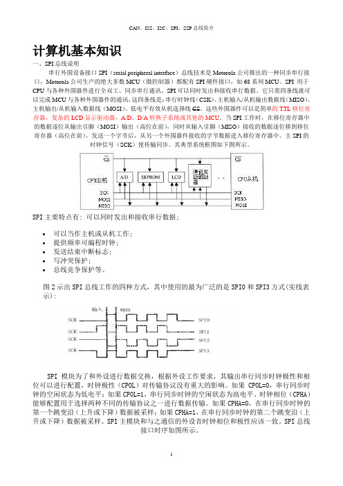 CAN、I2S、I2C、SPI、SSP总线的介绍和比较