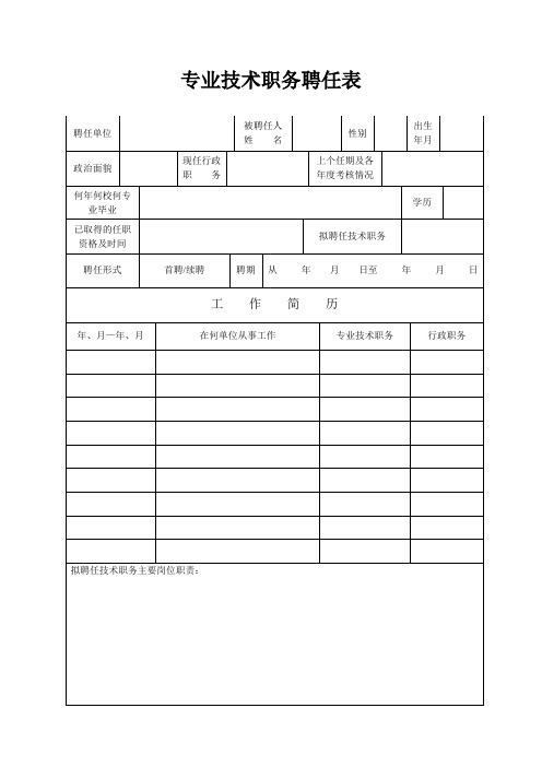 专业技术职务聘任表