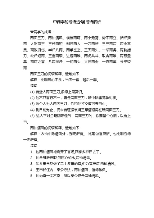 带两字的成语造句成语解析