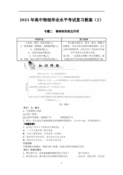 物理学业水平复习专题2-物体间的相互作用