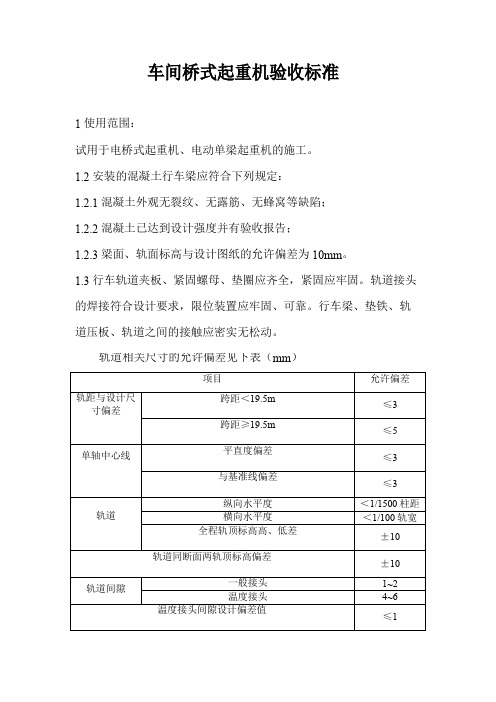 行车验收标准规范