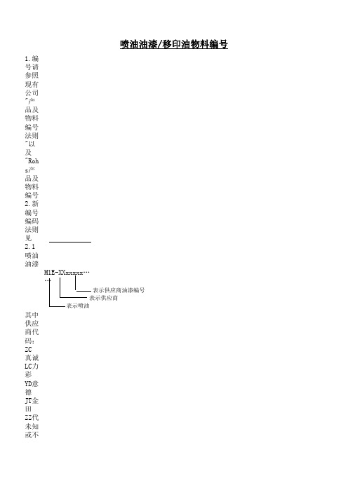 油漆印油物料编号原则