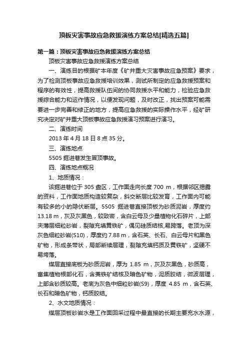 顶板灾害事故应急救援演练方案总结[精选五篇]