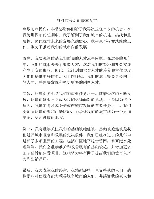 续任市长后的表态发言