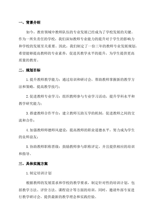 学校教师专业发展三年规划