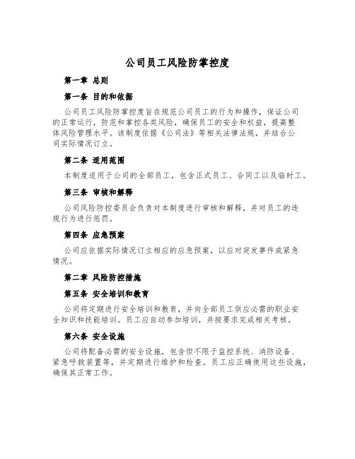 公司员工风险防控制度