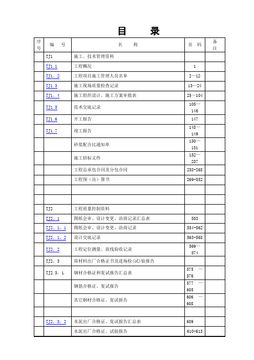 江苏省施工资料表格