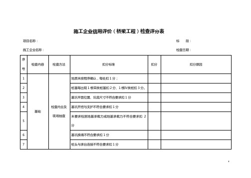 桥梁检查评分表