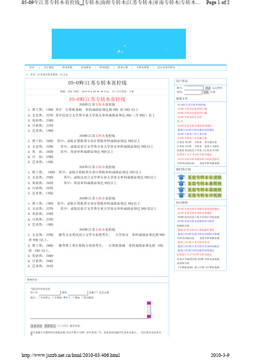 05-09年江苏专转本省控线