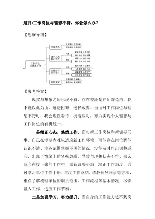 公考面试真题：工作岗位与理想不符,你会怎么办？