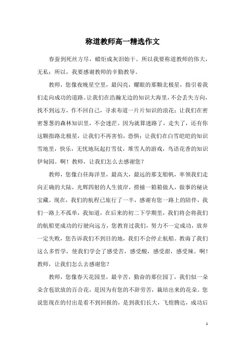 称道教师高一精选作文