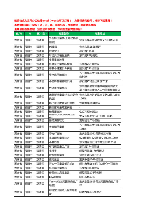 2020新版湖南省邵阳市双清区儿童服饰工商企业公司商家名录名单黄页联系电话号码地址大全49家