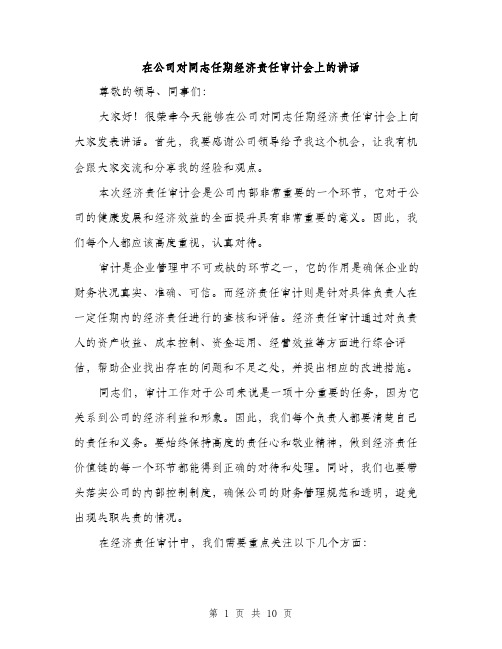 在公司对同志任期经济责任审计会上的讲话（4篇）