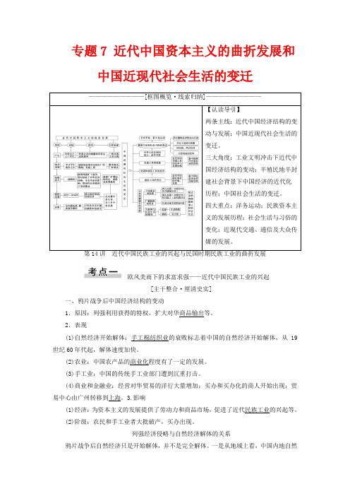 高考历史专题近代中国资本主义的曲折发展和中国近现代社会生活的变迁近代中国民族工业的兴起与民