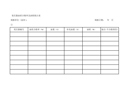 变压器油质合格率及油耗统计表