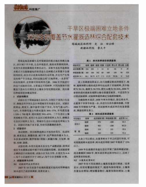 干旱区极端困难立地条件 深沟生物覆盖节水灌溉造林综合配套技术