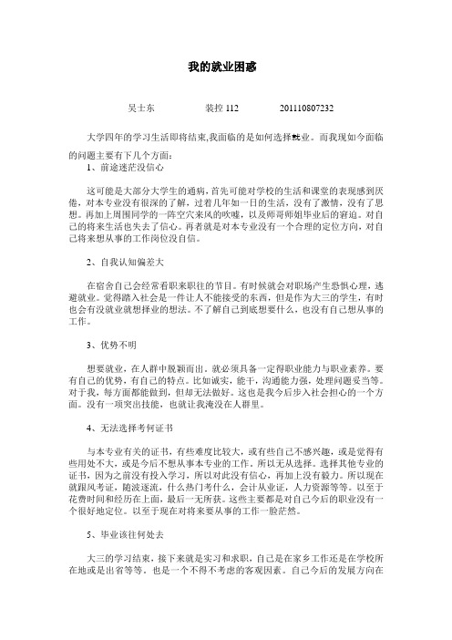 大学生职业生涯规划 昆明理工大学 我的就业困惑