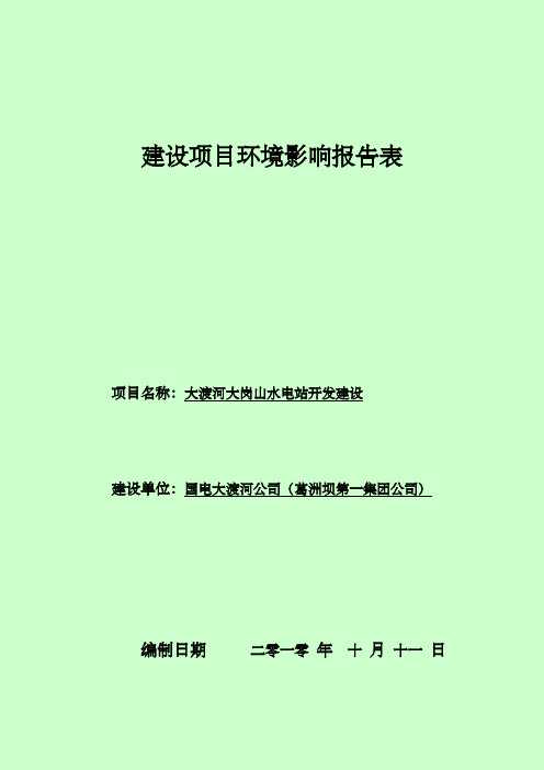 大渡河大岗山水电站开发建设项目环境影响报告表