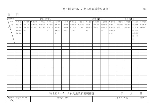 幼儿园各年龄阶段幼儿素质发展评估表