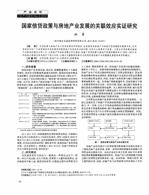 国家信贷政策与房地产业发展的关联效应实证研究