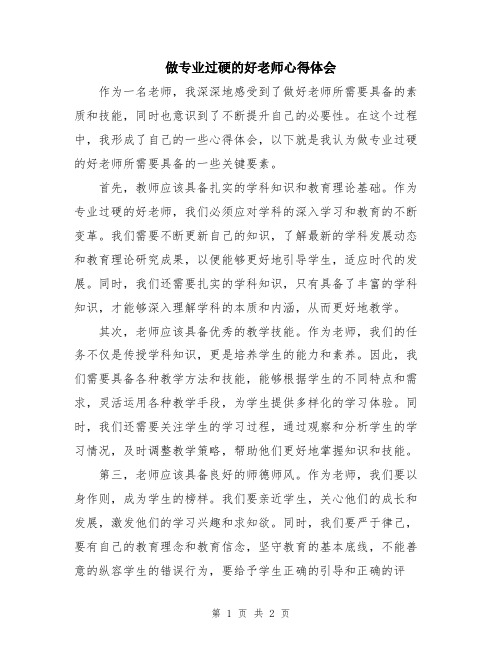 做专业过硬的好老师心得体会