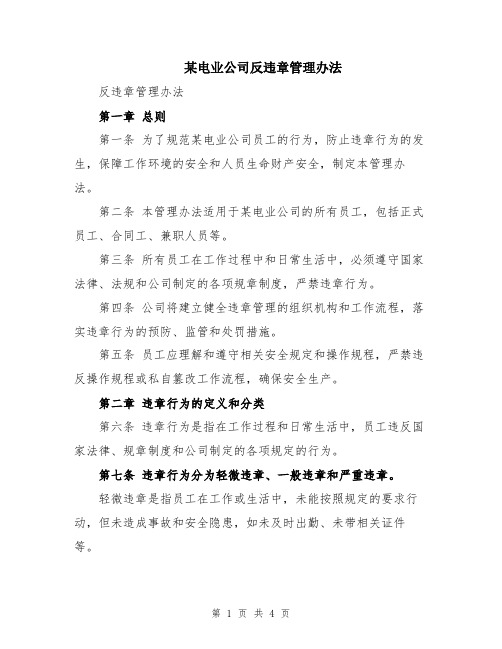 某电业公司反违章管理办法