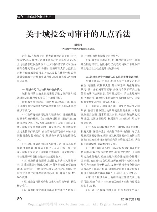 关于城投公司审计的几点看法