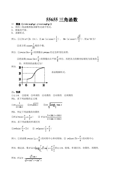 三角函数图像性质和例题