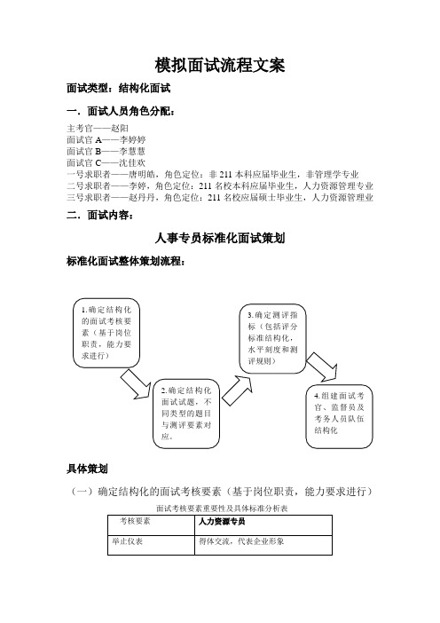 人事专员模拟标准化面试文案流程