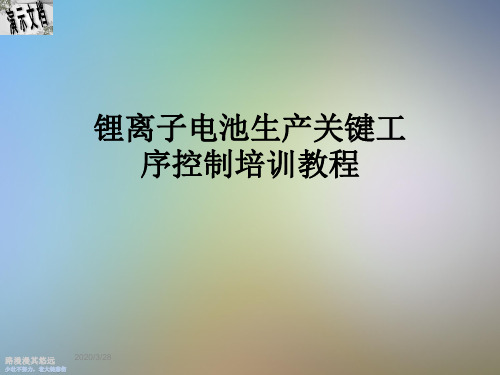 锂离子电池生产关键工序控制培训教程