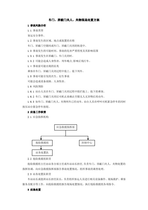 车门、屏蔽门夹人、夹物应急现场处置方案