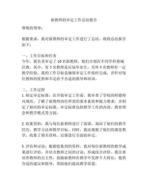 新教师的审定工作总结报告