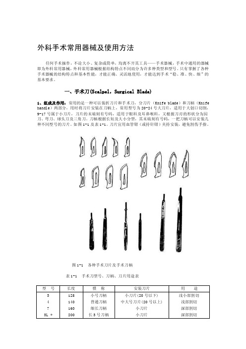 外科手术常用器械及应用方法[整理版]