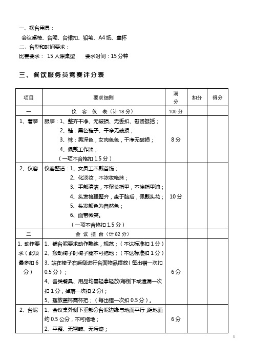 会议摆台标准