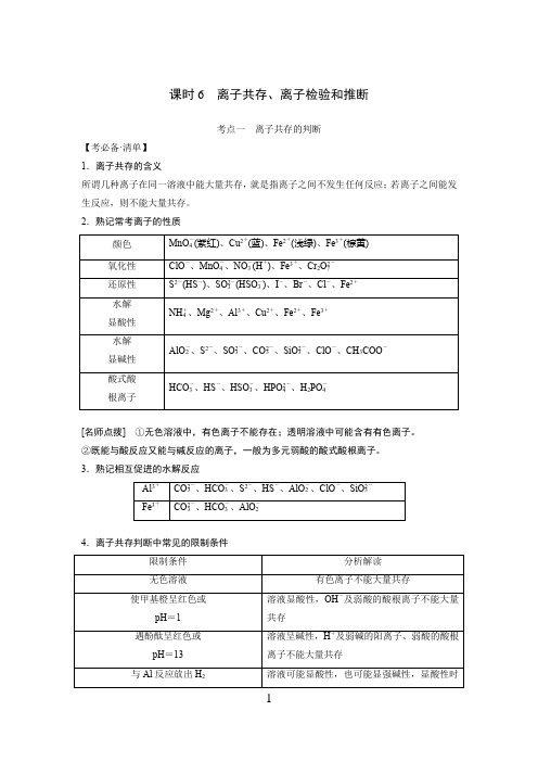 高中化学 离子共存、离子检验和推断