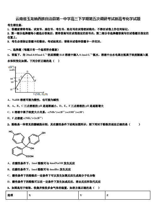 云南省玉龙纳西族自治县第一中学高三下学期第五次调研考试新高考化学试题及答案解析